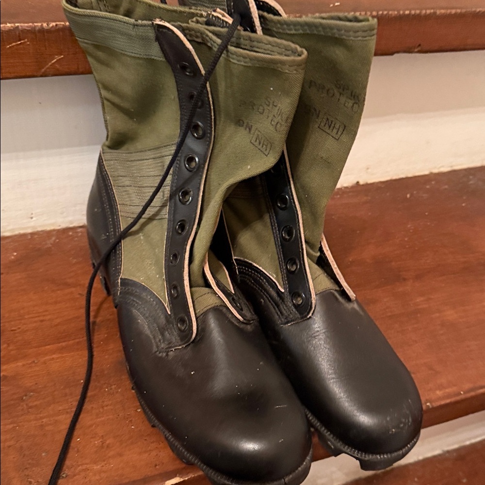 Women’s Black and Green Combat Boots